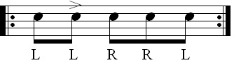 Weak hand exercise with inverted triple stroke
